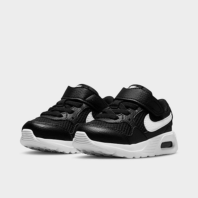 Three Quarter view of Kids' Toddler Nike Air Max SC Casual Shoes in Black/White Click to zoom