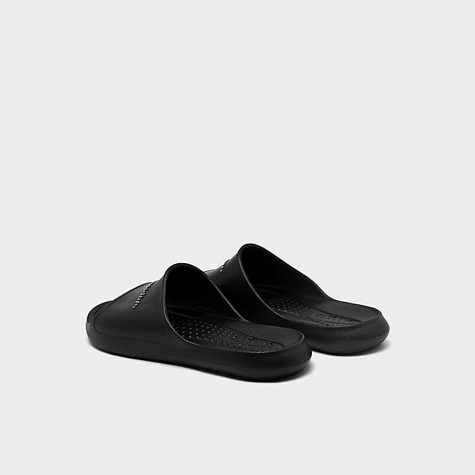Left view of Men's Nike Victori One Shower Slide Sandals in Black/White/Black Click to zoom