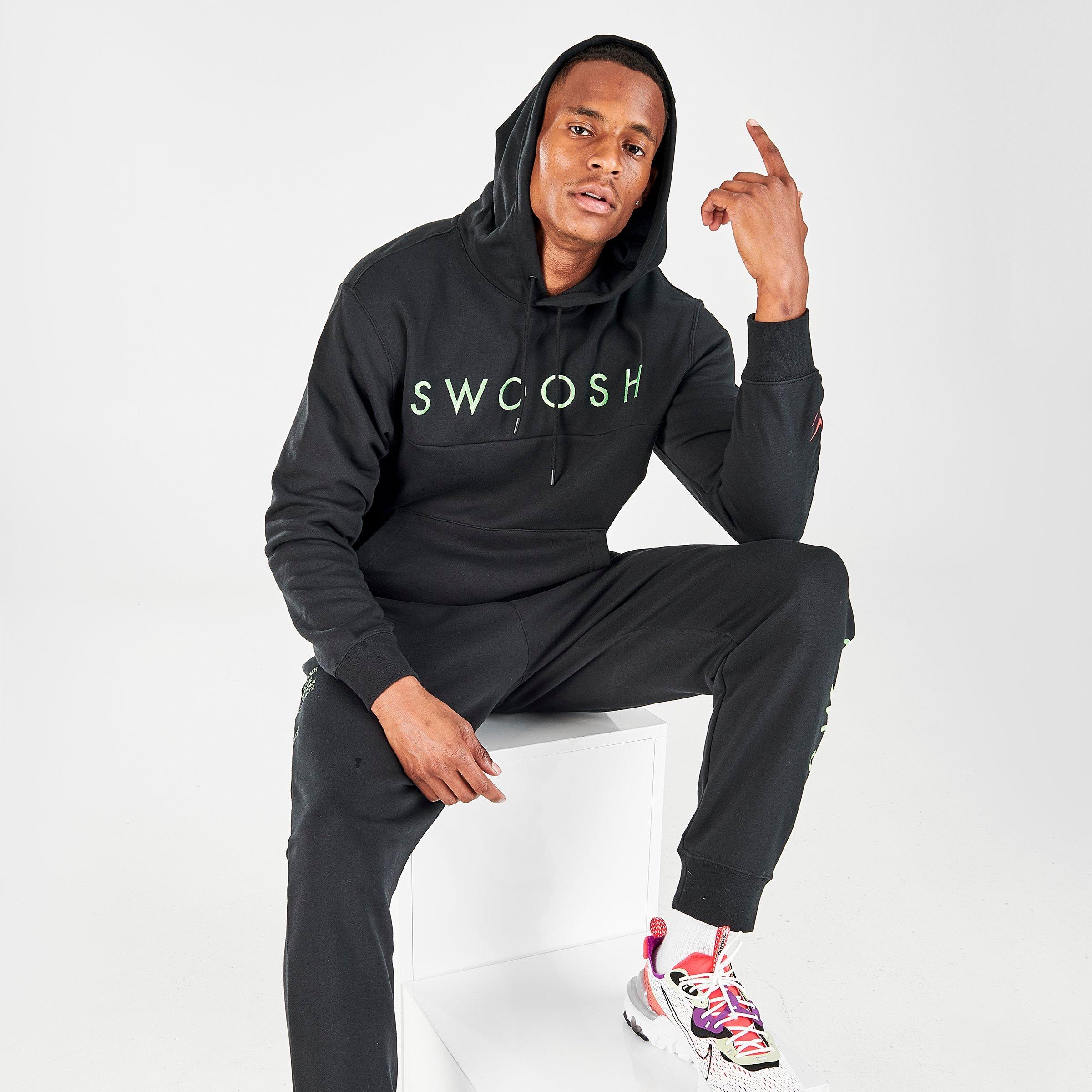 nike swoosh logo hoodie in black