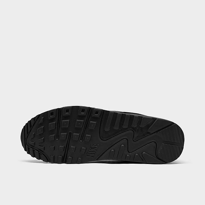 Bottom view of Men's Nike Air Max 90 Leather Casual Shoes in Black/Black/Black Click to zoom