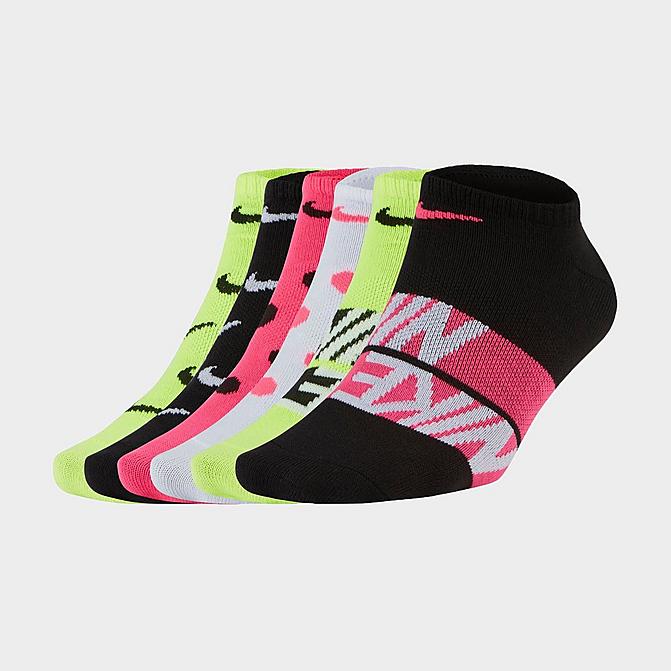 Alternate view of Women's Nike Everyday Lightweight Training 6-Pack No-Show Socks in Volt/Black/Pink Click to zoom
