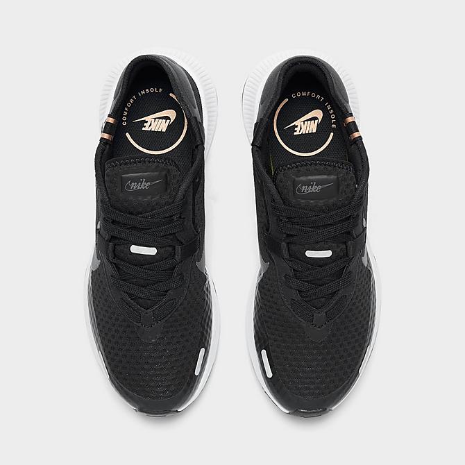 Back view of Women's Nike Reposto Casual Shoes in Black/Dark Smoke Grey/Gum Yellow/Iron Grey Click to zoom