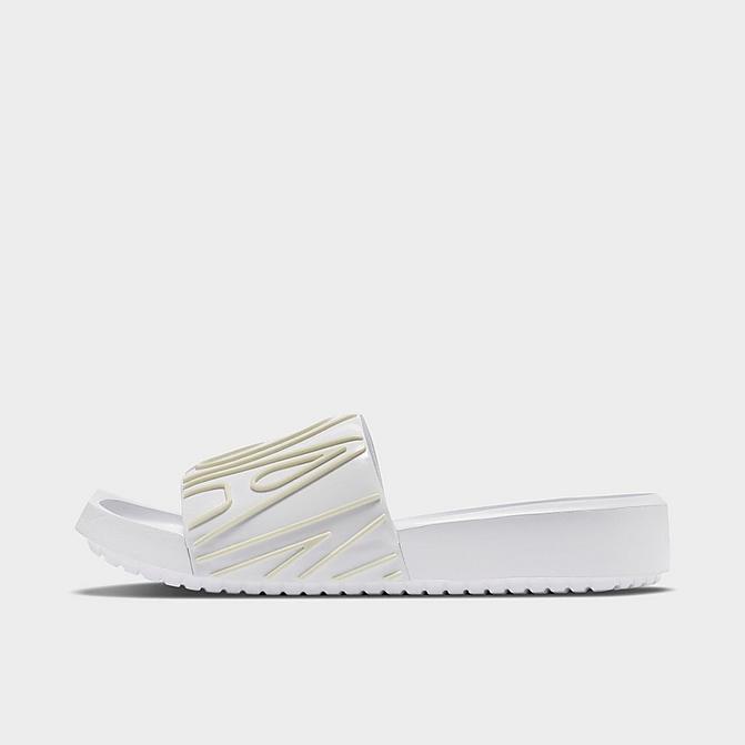 Right view of Women's Jordan NOLA Slide Sandals in White/White/White Click to zoom