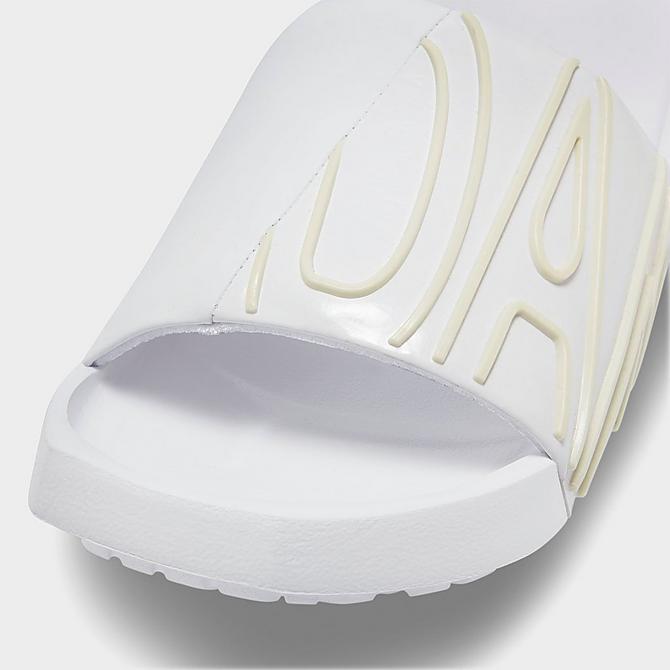 Three Quarter view of Women's Jordan NOLA Slide Sandals in White/White/White Click to zoom