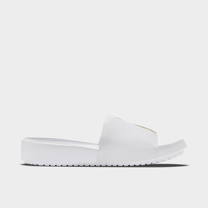 Front view of Women's Jordan NOLA Slide Sandals in White/White/White Click to zoom