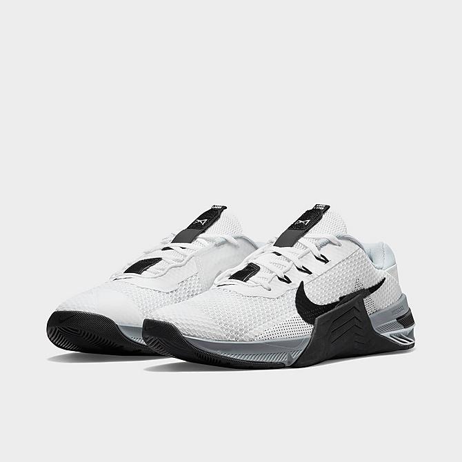 Three Quarter view of Men's Nike Metcon 7 Training Shoes in White/Particle Grey/Pure Platinum/Black Click to zoom