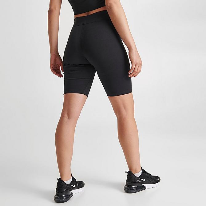 Back Right view of Women's Nike Sportswear Essential Bike Shorts in Black Click to zoom