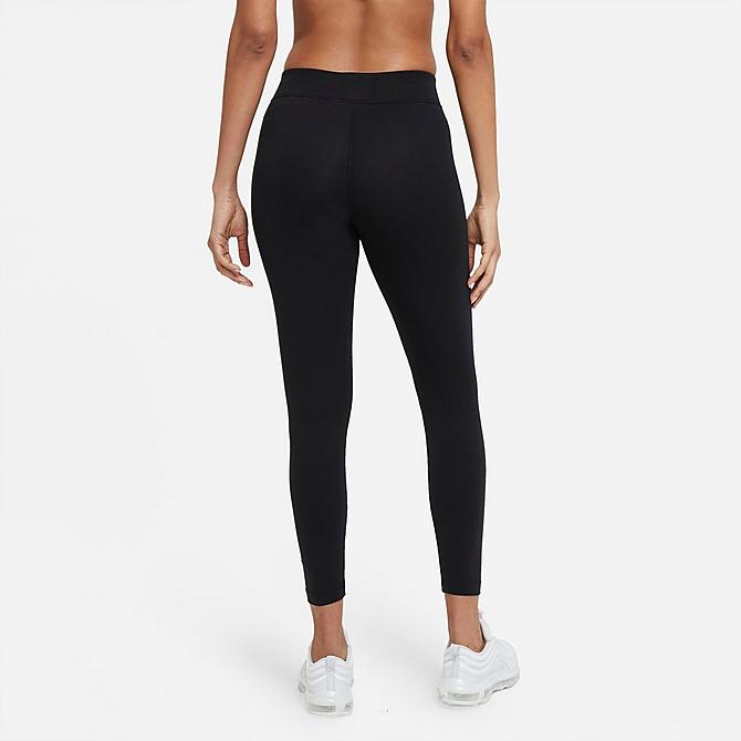 Front Three Quarter view of Women's Nike Sportswear Essential Mid-Rise Cropped Leggings in Black/White Click to zoom