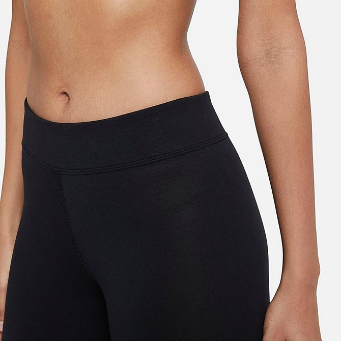 Back Right view of Women's Nike Sportswear Essential Mid-Rise Cropped Leggings in Black/White Click to zoom