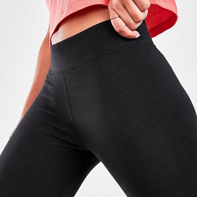 On Model 6 view of Women's Nike Sportswear Essential Mid-Rise Cropped Leggings in Black/White Click to zoom