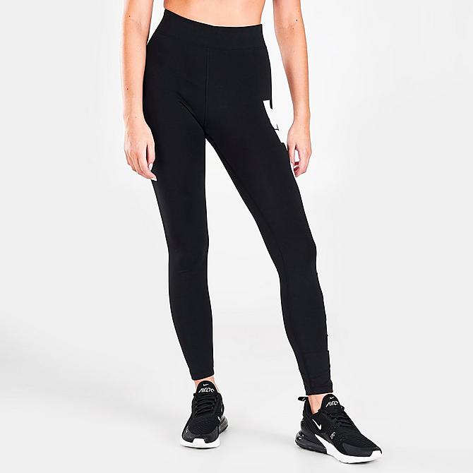 Back Left view of Women's Nike Sportswear Essential JDI High-Waisted Leggings in Black Click to zoom