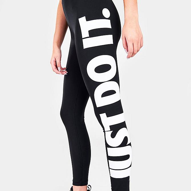 On Model 5 view of Women's Nike Sportswear Essential JDI High-Waisted Leggings in Black Click to zoom