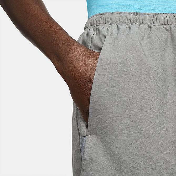 On Model 5 view of Men's Nike Challenger 2-in-1 Shorts in Smoke Grey/Reflective Silver Click to zoom
