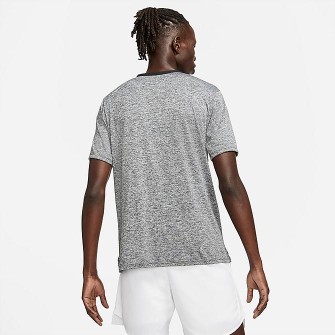 Back Left view of Men's Nike Dri-FIT Rise 365 Running T-Shirt in Black/Black/Heather/Reflective Silver Click to zoom