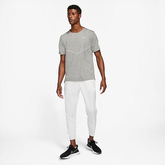Front Three Quarter view of Men's Nike Dri-FIT Rise 365 Running T-Shirt in Smoke Grey/Smoke Grey/Reflective Silver Click to zoom