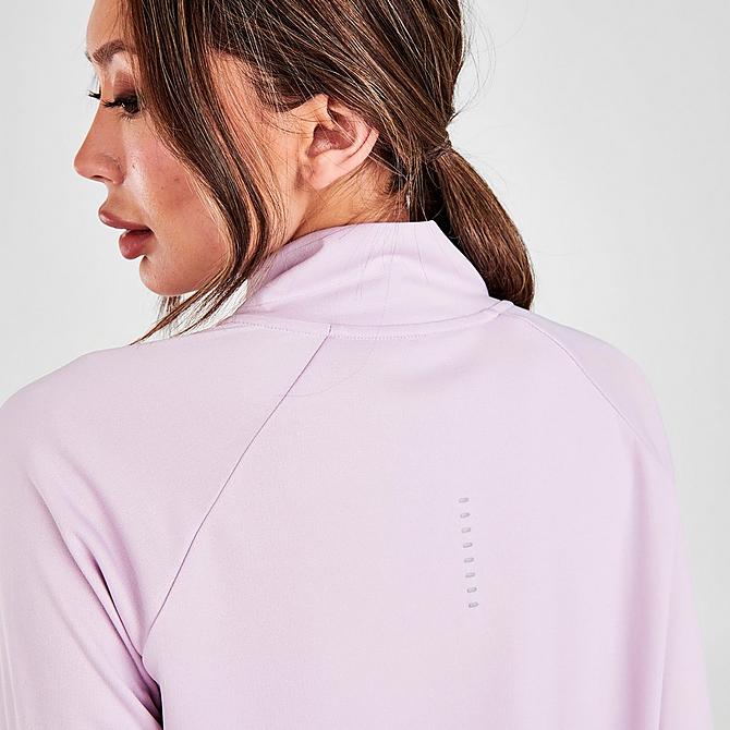 On Model 6 view of Women's Nike Swoosh Run Half-Zip Running Top in Iced Lilac Click to zoom