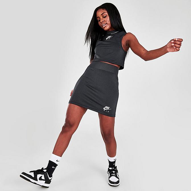Front view of Women's Nike Sportswear Air Rib Skirt in Black/White Click to zoom