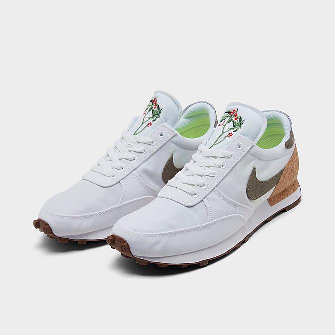 Three Quarter view of Nike DBreak-Type Plant Pack Casual Shoes in White/White/Volt/Galactic Jade Click to zoom
