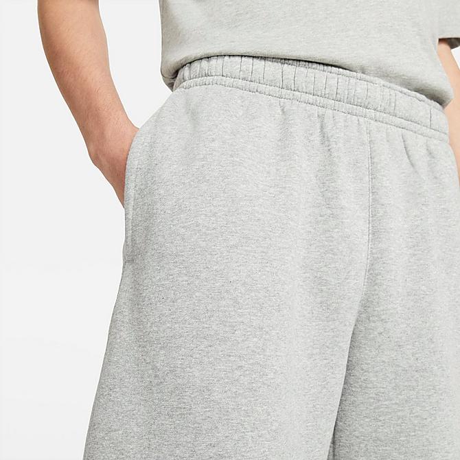 On Model 5 view of Men's Nike Sportswear Club Fleece Cargo Shorts in Dark Grey Heather/Matte Silver/White Click to zoom