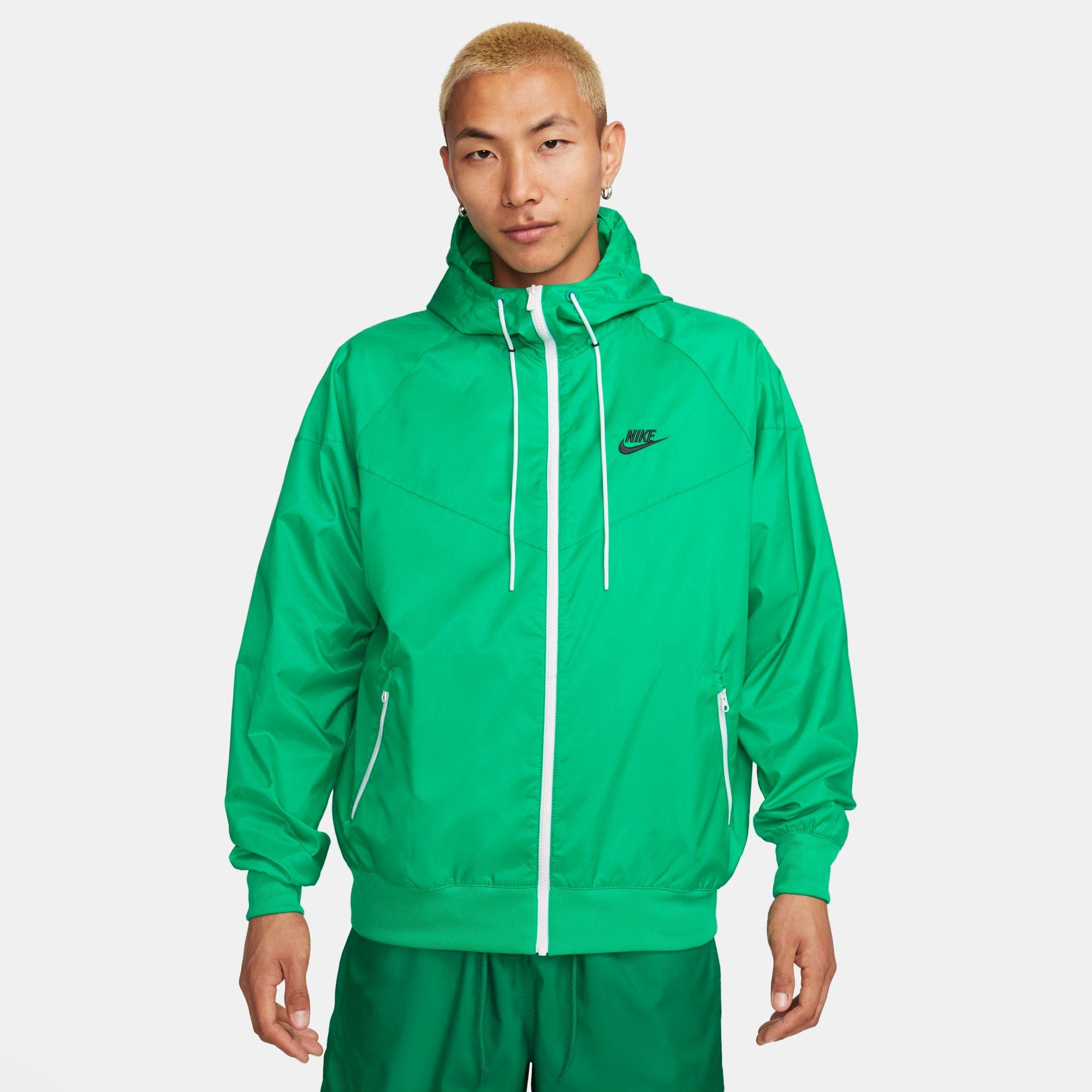 Nike Men's Sportswear Woven Hooded Windrunner Jacket -Black/Green