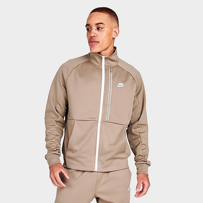 Front view of Men's Nike Sportswear Tribute N98 Jacket in Khaki/White Click to zoom
