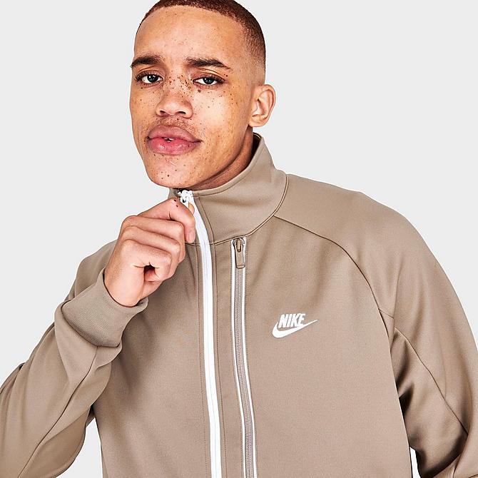 On Model 5 view of Men's Nike Sportswear Tribute N98 Jacket in Khaki/White Click to zoom