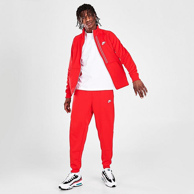 Front Three Quarter view of Men's Nike Sportswear Tribute N98 Jacket in University Red/White Click to zoom