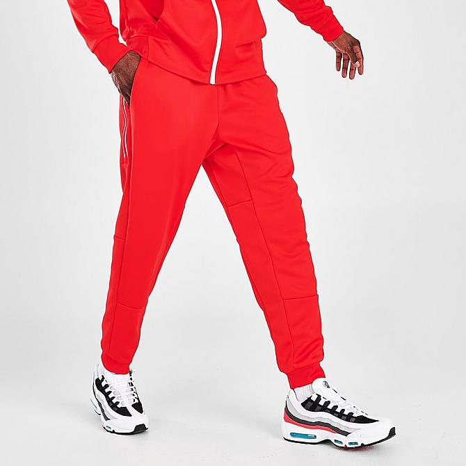 Back Left view of Men's Nike Sportswear Tribute Jogger Pants in University Red/White Click to zoom