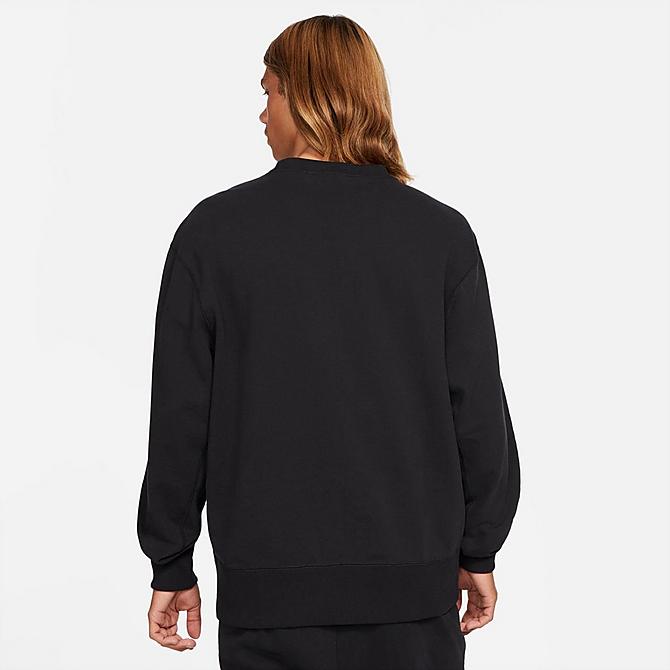 Back Left view of Men's Nike Sportswear Classic Fleece Crewneck Sweatshirt in Black/Off Noir Click to zoom