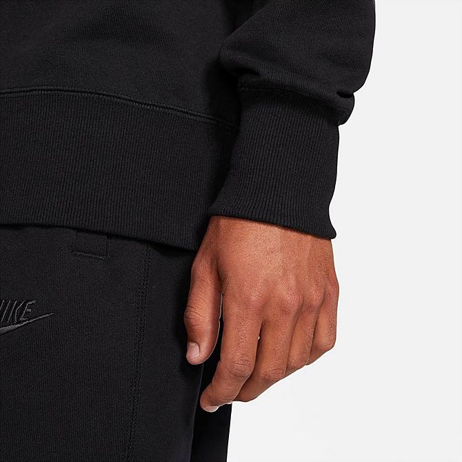 On Model 5 view of Men's Nike Sportswear Classic Fleece Crewneck Sweatshirt in Black/Off Noir Click to zoom