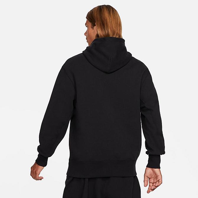 Back Left view of Men's Nike Sportswear Classic Fleece Pullover Hoodie in Black/Off Noir Click to zoom