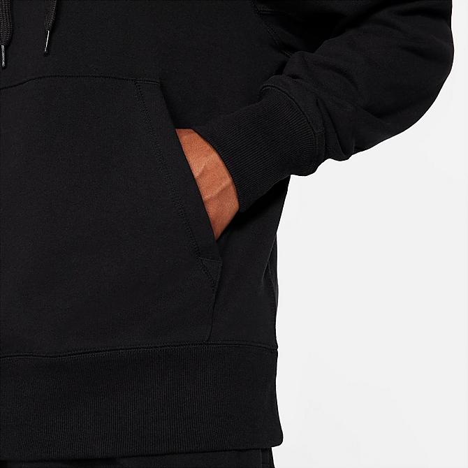 Back Right view of Men's Nike Sportswear Classic Fleece Pullover Hoodie in Black/Off Noir Click to zoom