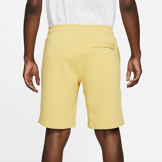 Front Three Quarter view of Men's Nike Sportswear Classic Fleece Shorts in Saturn Gold/Lemon Drop Click to zoom