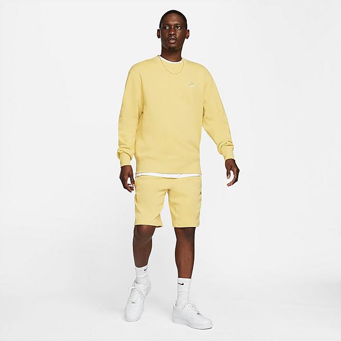 Back Left view of Men's Nike Sportswear Classic Fleece Shorts in Saturn Gold/Lemon Drop Click to zoom