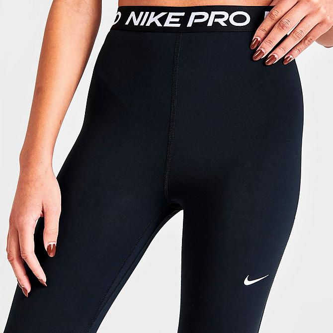 On Model 5 view of Women's Nike Pro 365 High-Waisted Cropped Leggings in Black/Heather/White Click to zoom