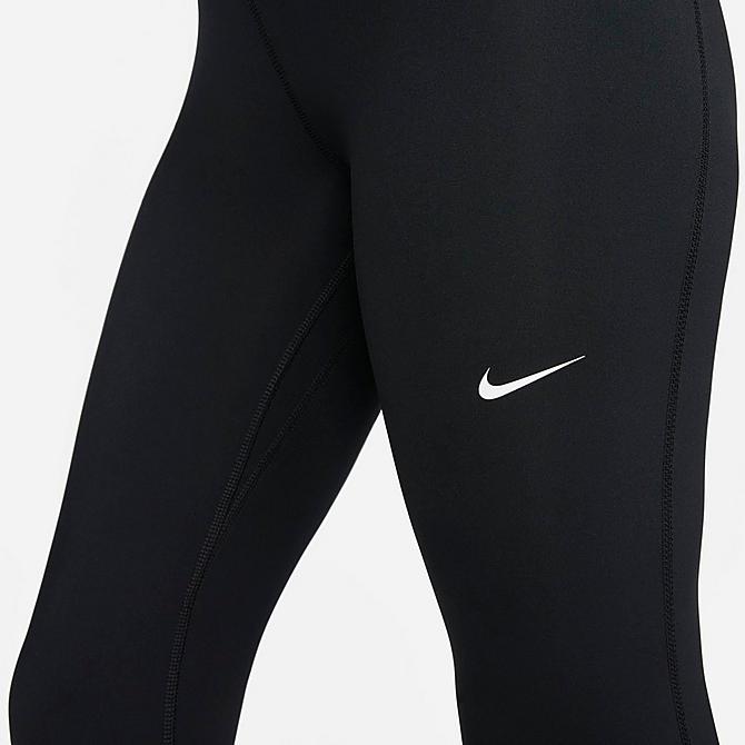 Back Right view of Women's Nike Pro 365 High-Waisted Cropped Leggings in Black/Volt/White Click to zoom