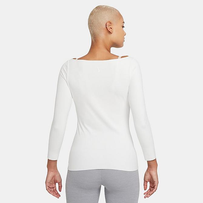Front Three Quarter view of Women's Nike Yoga Luxe Long-Sleeve Top in Sail/White Click to zoom