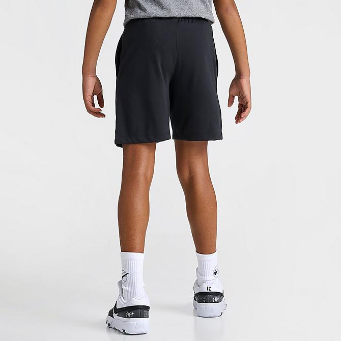 Back Right view of Boys' Nike Sportswear Jersey Shorts in Black/White/White Click to zoom