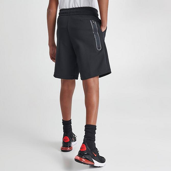 Back Right view of Boys' Nike Sportswear Tech Fleece Shorts in Black/Black Click to zoom