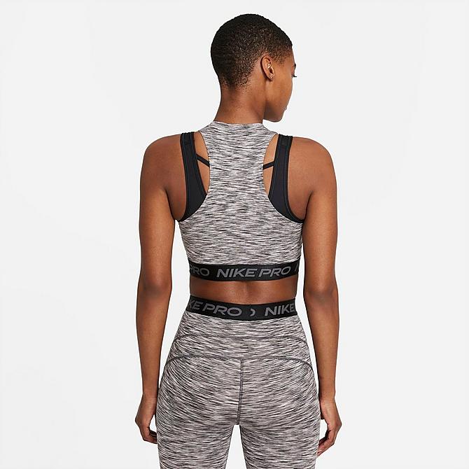 Back Left view of Women's Nike Pro Space Dye Tank in Black/Black Click to zoom