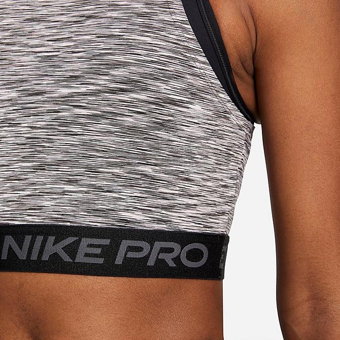 On Model 5 view of Women's Nike Pro Space Dye Tank in Black/Black Click to zoom