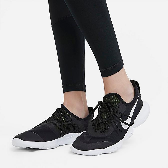 On Model 6 view of Girls' Nike Pro Leggings in Black/White Click to zoom