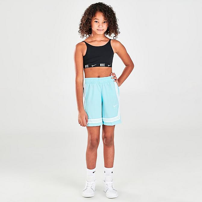 Front view of Girls' Nike Fly Crossover Training Shorts in Copa/White Click to zoom