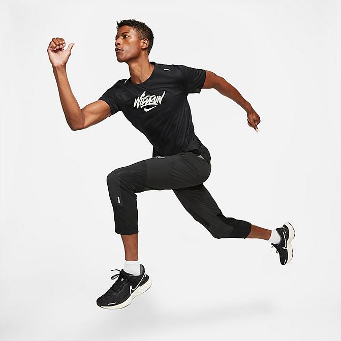 Front view of Men's Nike Phenom Elite Wild Run Cropped Training Pants in Black/Black Click to zoom