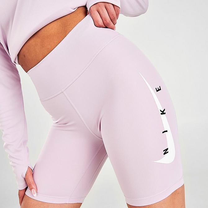 On Model 5 view of Women's Nike Swoosh Run 7" Bike Shorts in Iced Lilac Click to zoom