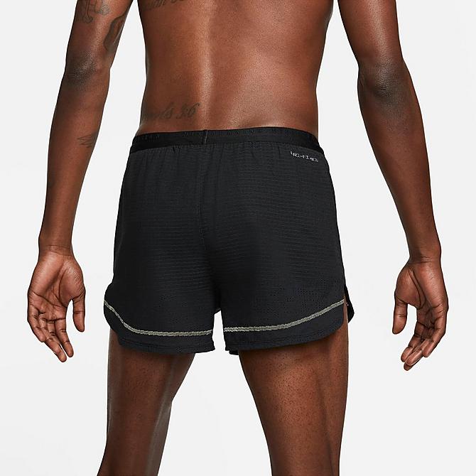 Back Left view of Men's Nike Dri-FIT Run Division Pinnacle Shorts in Black/Black Click to zoom