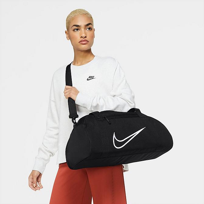 Alternate view of Women's Nike Gym Club Duffel Bag in Black/Black/White Click to zoom