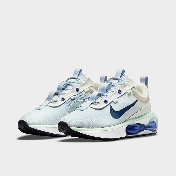 Three Quarter view of Women's Nike Air Max 2021 Casual Shoes in Summit White/Ghost/Barely Green/Obsidian Click to zoom