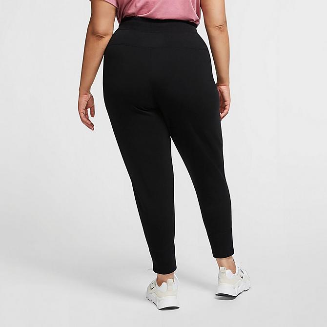 Back Left view of Women's Nike Sportswear Tech Fleece Jogger Pants (Plus Size) in Black/Black Click to zoom
