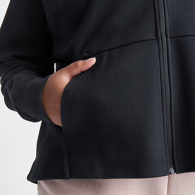 On Model 5 view of Women's Nike Sportswear Tech Fleece Windrunner Full-Zip Hoodie (Plus Size) in Black/Black Click to zoom